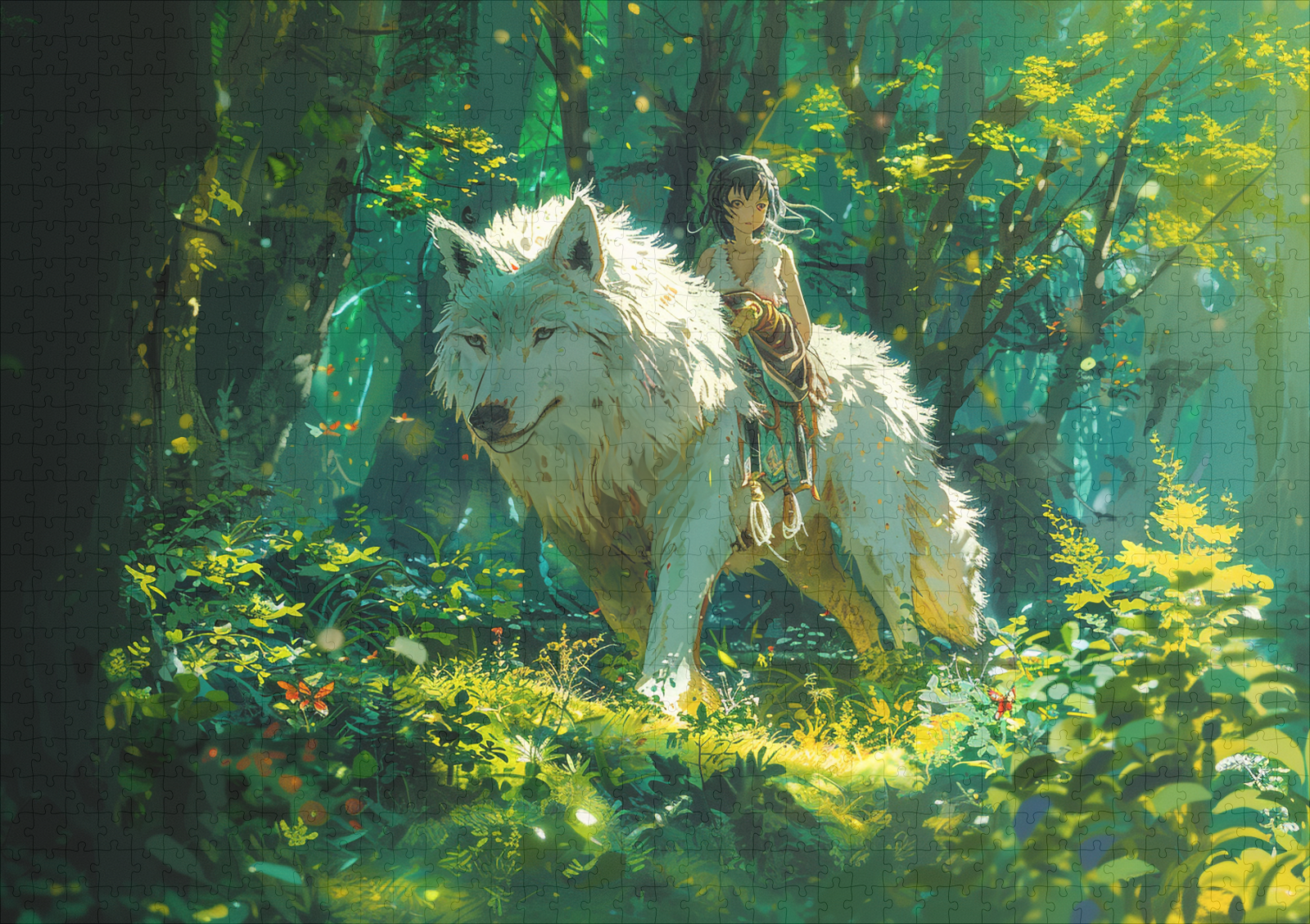 raxxa Premium-Puzzle: Waldreiterin und der weiße Wolf - Anime Stil - Image 2
