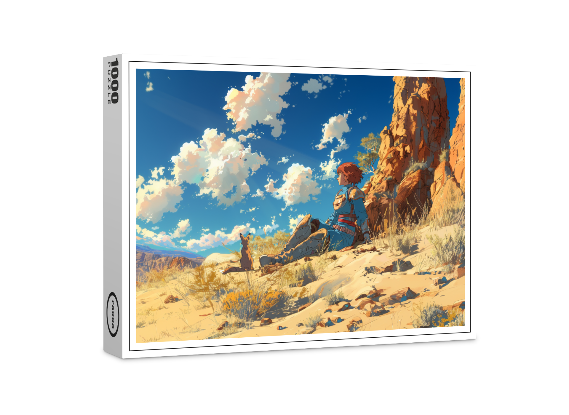 raxxa Premium-Puzzle: Rast in der Wüste mit Fuchshörnchen - Anime Stil