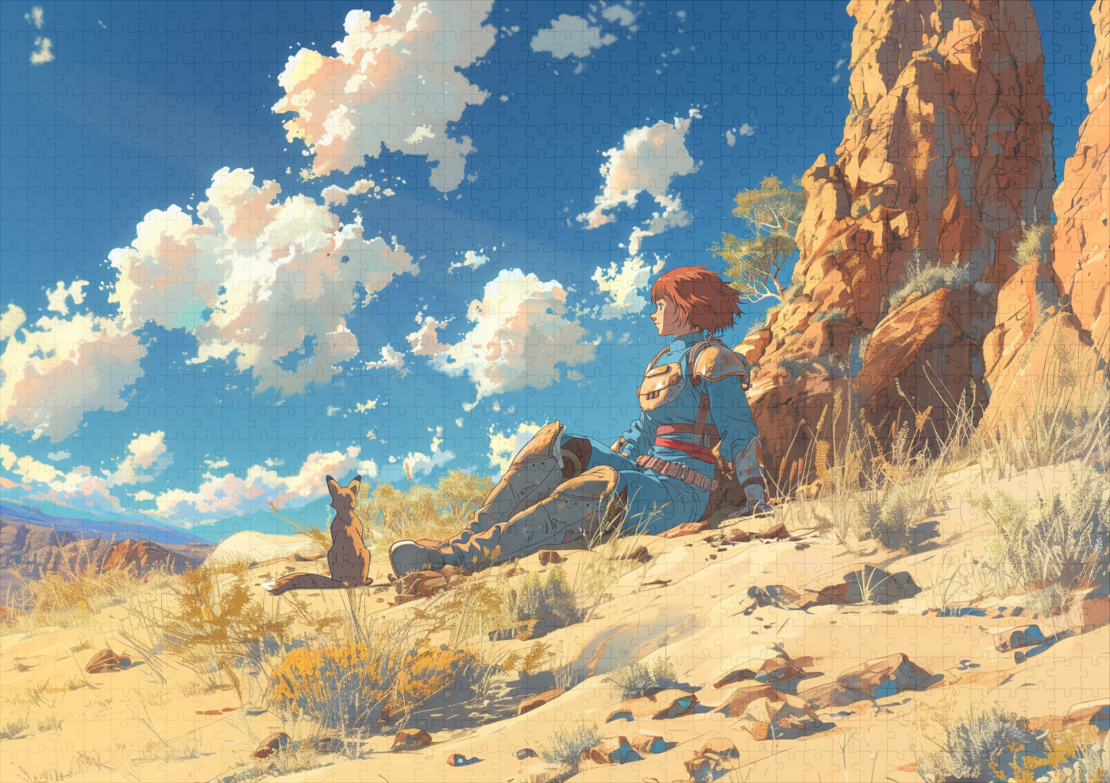 raxxa Premium-Puzzle: Rast in der Wüste mit Fuchshörnchen - Anime Stil - immagine 2