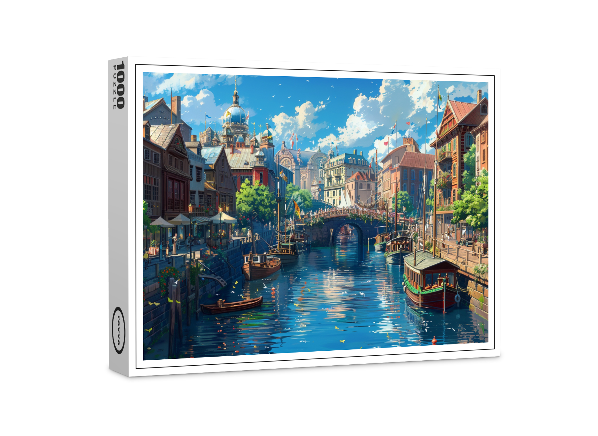 raxxa Premium-Puzzle: Sommer am Kanal - Anime Stil