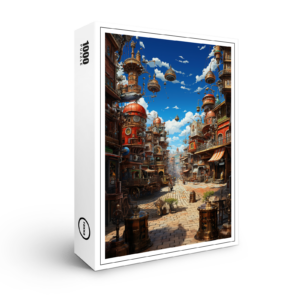 raxxa Premium-Puzzle: Schwebende Türme der Zukunft - Anime Steampunk