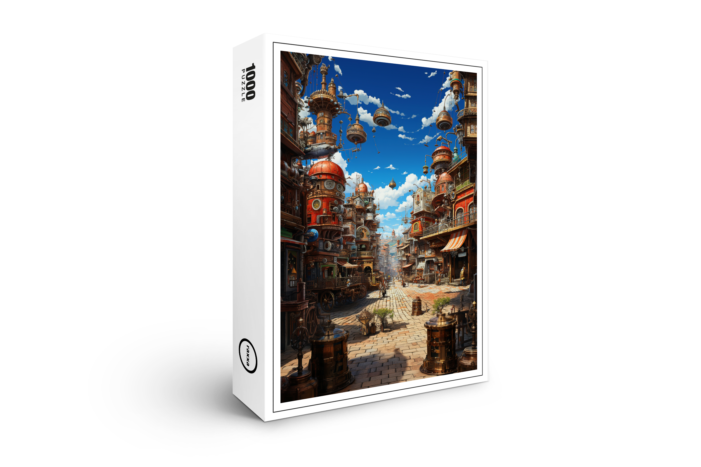 raxxa Premium-Puzzle: Schwebende Türme der Zukunft - Anime Steampunk