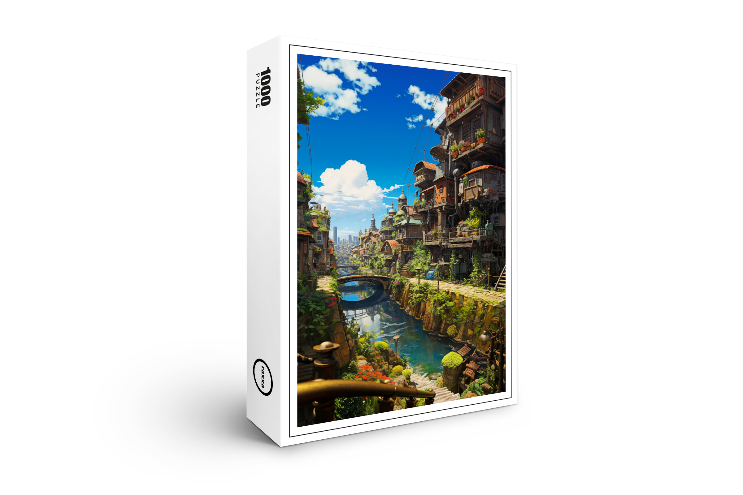 raxxa Premium-Puzzle: Verwunschene Gasse am Wasserkanal - Anime Steampunk