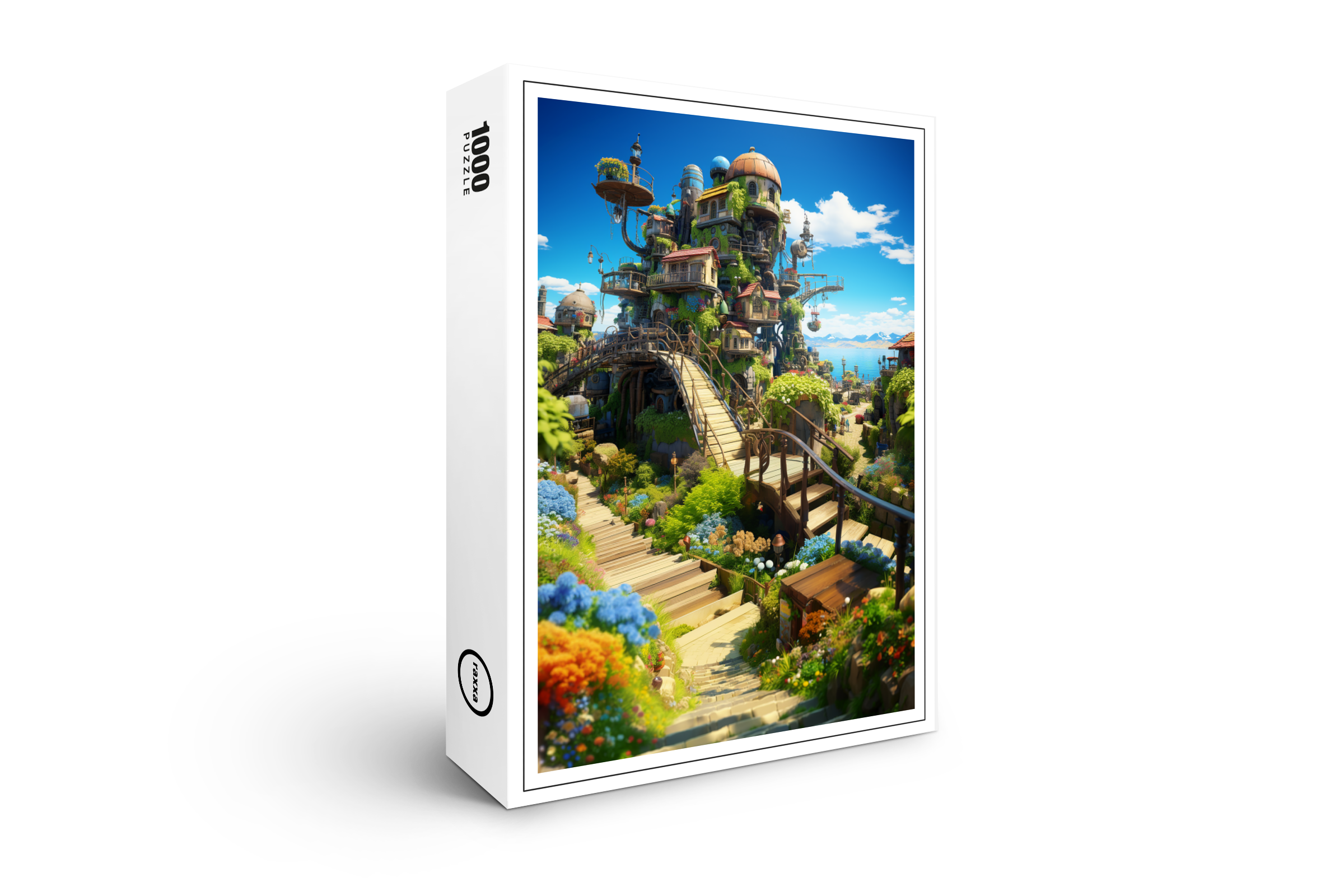 raxxa Premium-Puzzle: Turm der tausend Gärten - Anime Steampunk