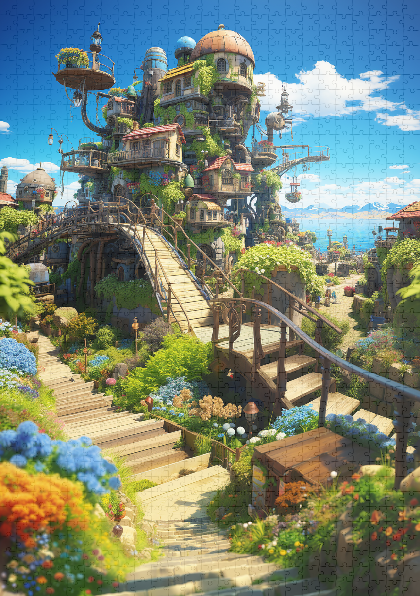 raxxa Premium-Puzzle: Turm der tausend Gärten - Anime Steampunk – Image 2