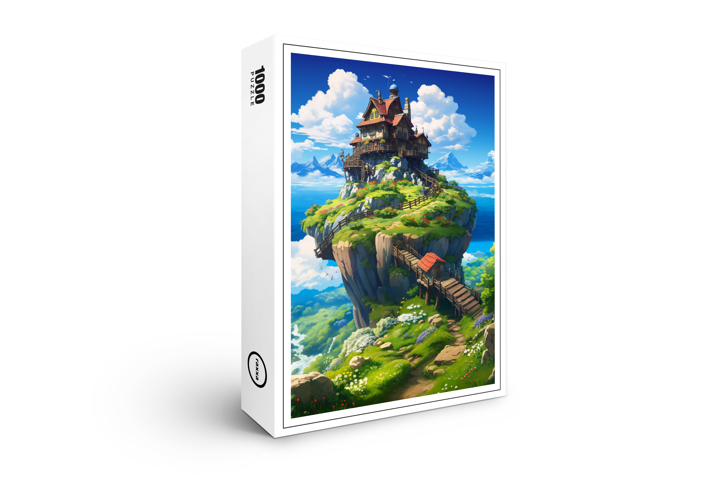 raxxa Premium-Puzzle: Haus über den Wolken - Anime Stil