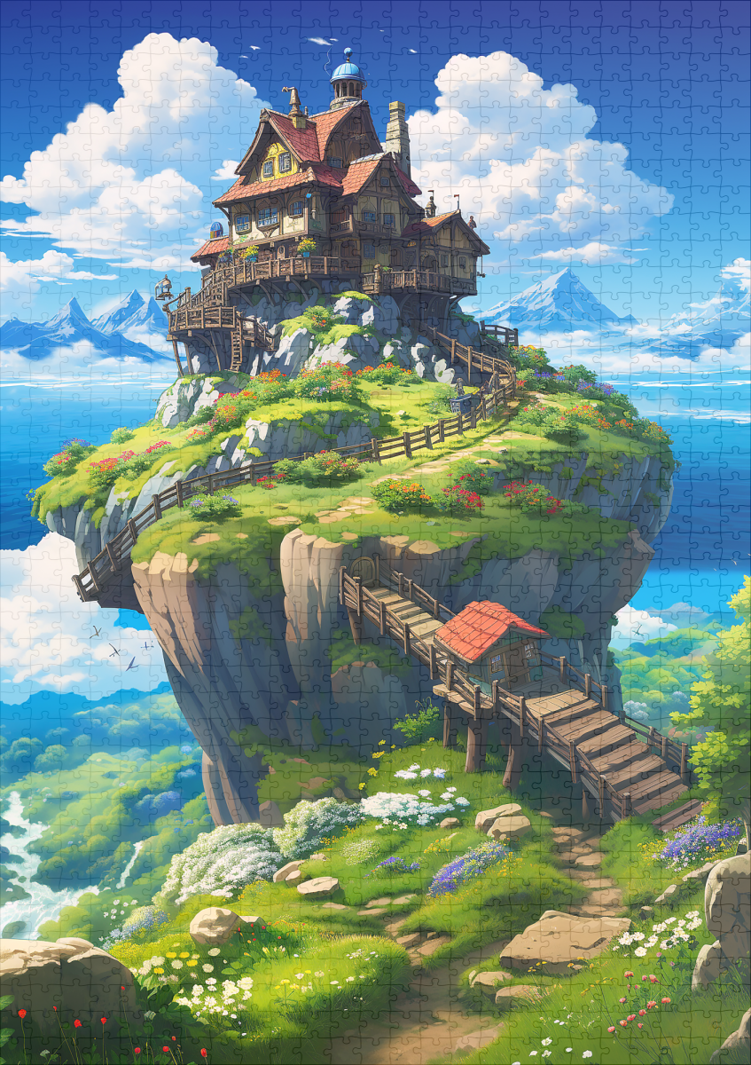 raxxa Premium-Puzzle: Haus über den Wolken - Anime Stil - Image 2
