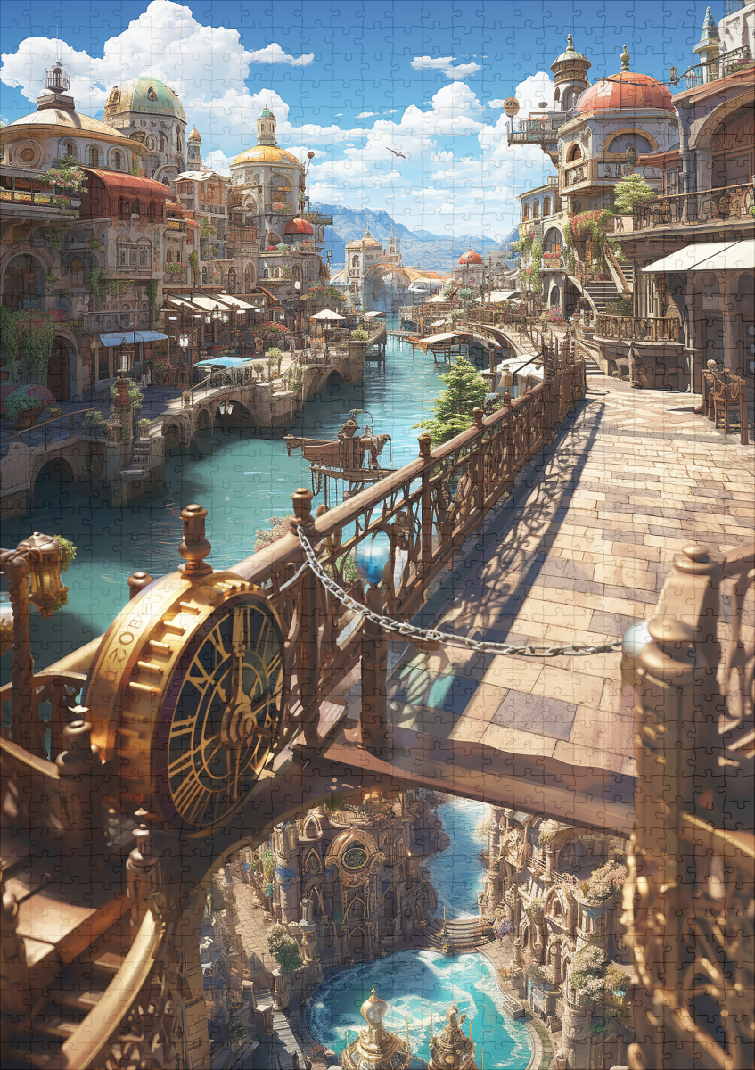 raxxa Premium-Puzzle: Die Stadt der Wasseruhren - Anime World – Bild 2