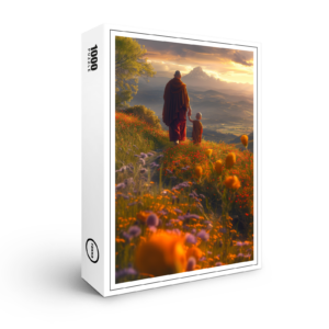 raxxa Premium-Puzzle: Zwei buddhistische Mönche bei Sonnenuntergang