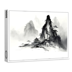 raxxa Premium-Puzzle: Kleiner Tempel am Berg - Tuschezeichnung