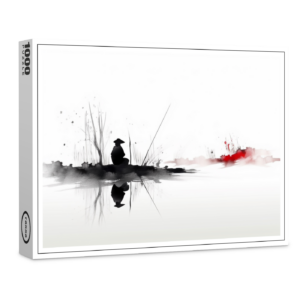 raxxa Premium-Puzzle: Angler am Wasser - japanische Tuschezeichnung