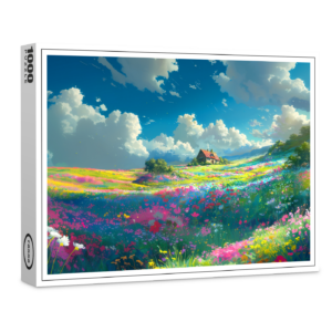 raxxa Premium-Puzzle: Weites Blumental mit Wolken - Anime Stil