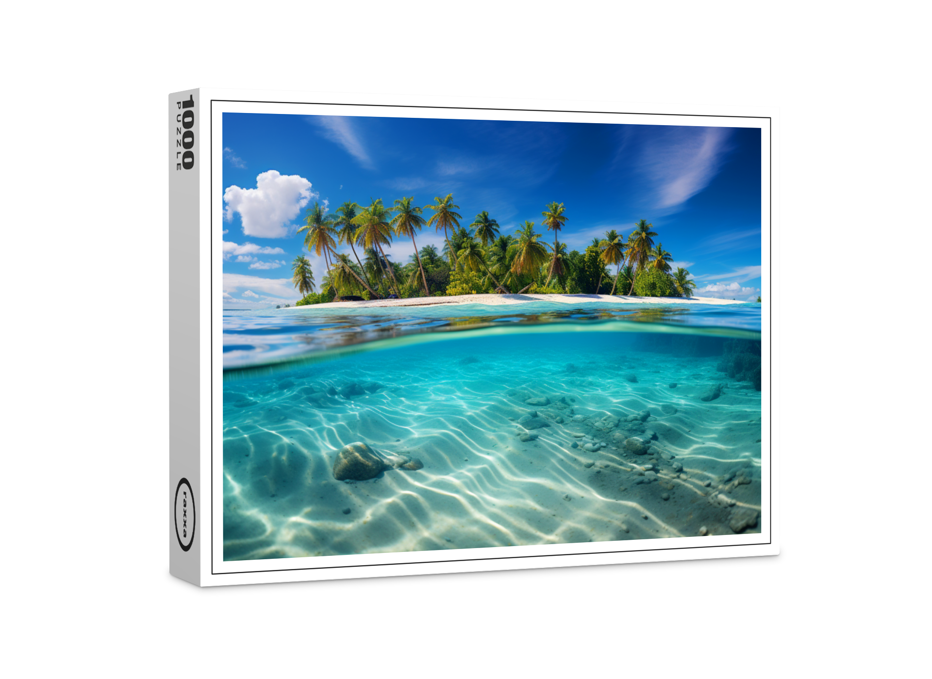 raxxa Premium-Puzzle: Palmeninsel und türkisblaues Meer