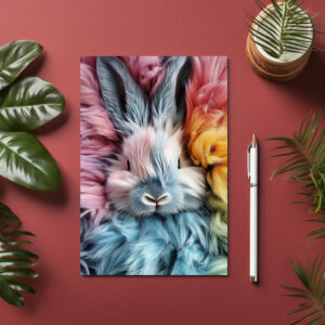 raxxa Postkarte: Buntes Plüschkaninchen