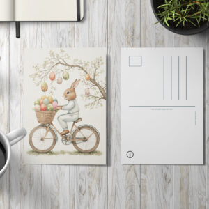 raxxa Postkarte: Fröhlicher Osterhase auf dem Fahrrad