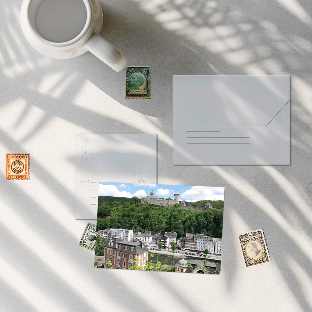 raxxa Postkarte: Burg Altena über der Stadt Altena mit Lenne