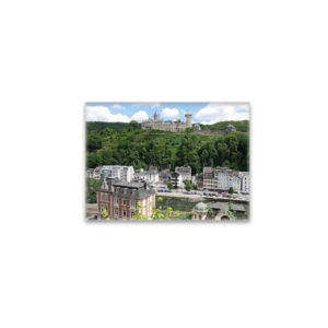 raxxa Glas-Magnet: Burg Altena über der Stadt Altena mit Lenne