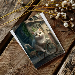 raxxa Postkarte: Katze fährt Rad