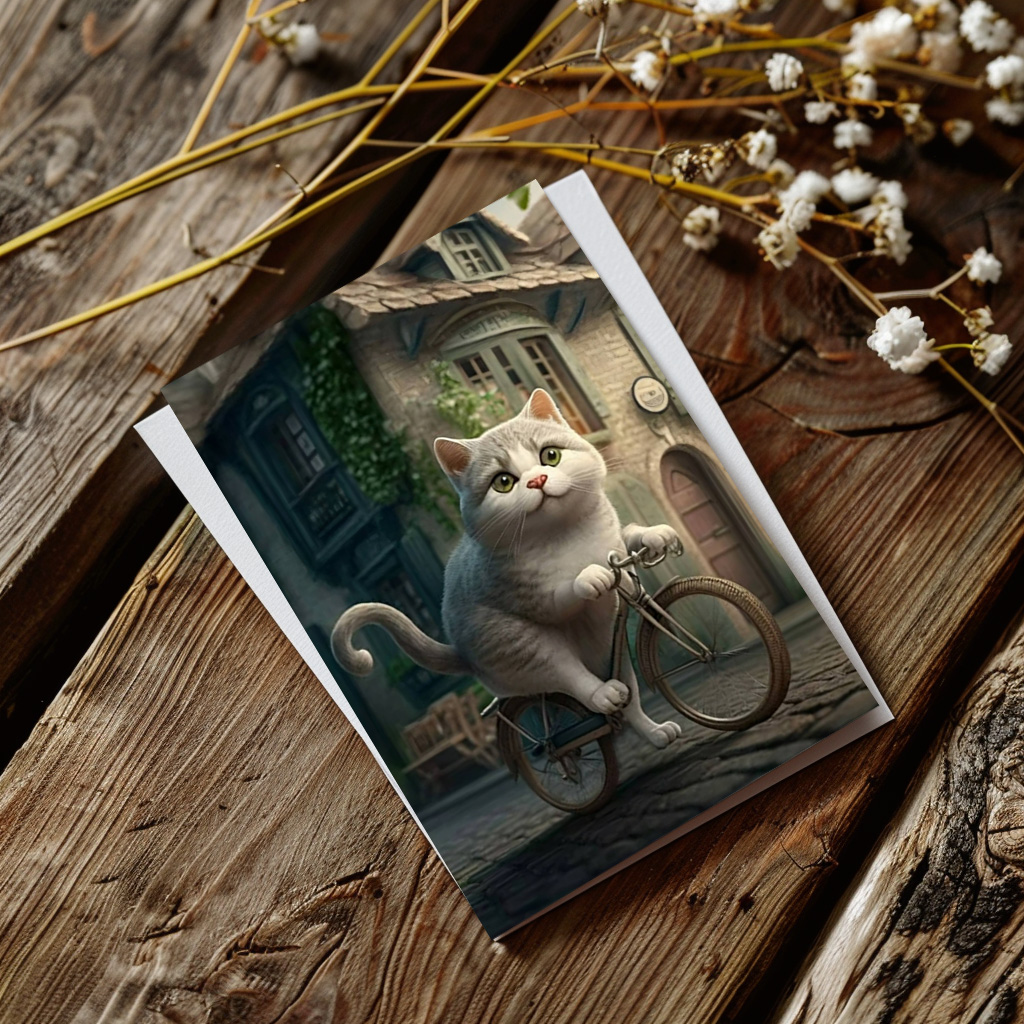 raxxa Postkarte: Katze fährt Rad