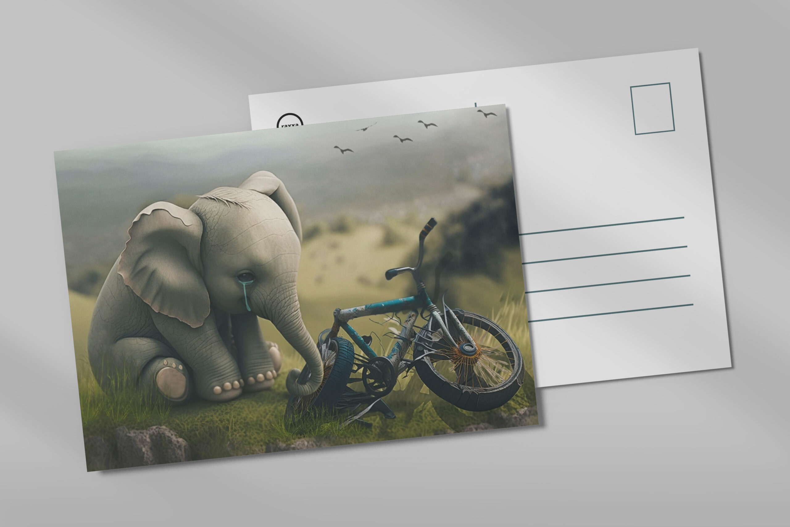 raxxa Postkarte: Der traurige Elefant