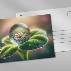 raxxa Postkarte: Wassertropfen mit floraler Reflexion