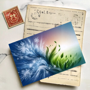 raxxa Postkarte: Harmonie von Frühling und Winter