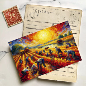raxxa Postkarte: Ernte im Feuerhimmel