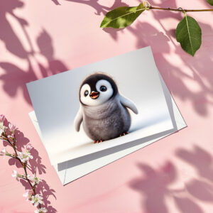 raxxa Postkarte: Flauschiger Baby-Pinguin