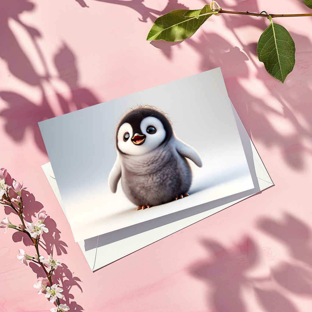 raxxa Postkarte: Flauschiger Baby-Pinguin