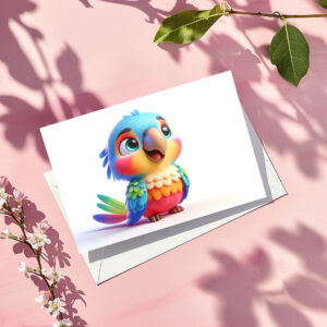 raxxa Postkarte: Bunter Baby-Papagei