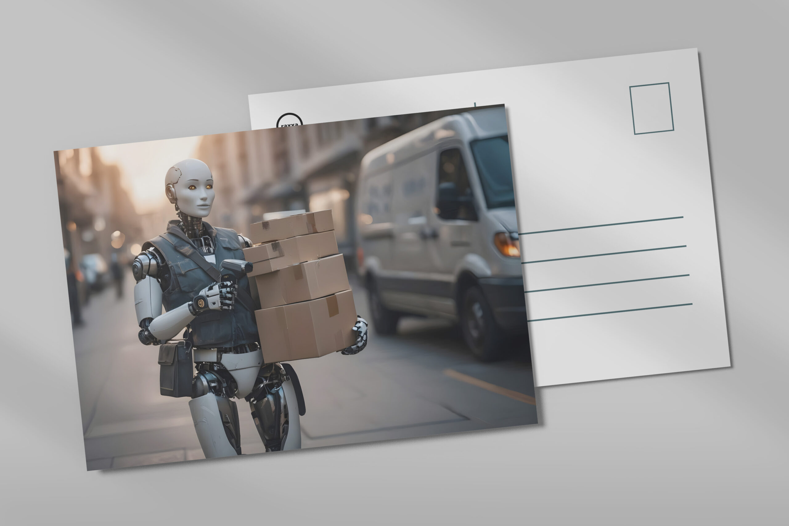 raxxa Postkarte: Autonomer Lieferroboter