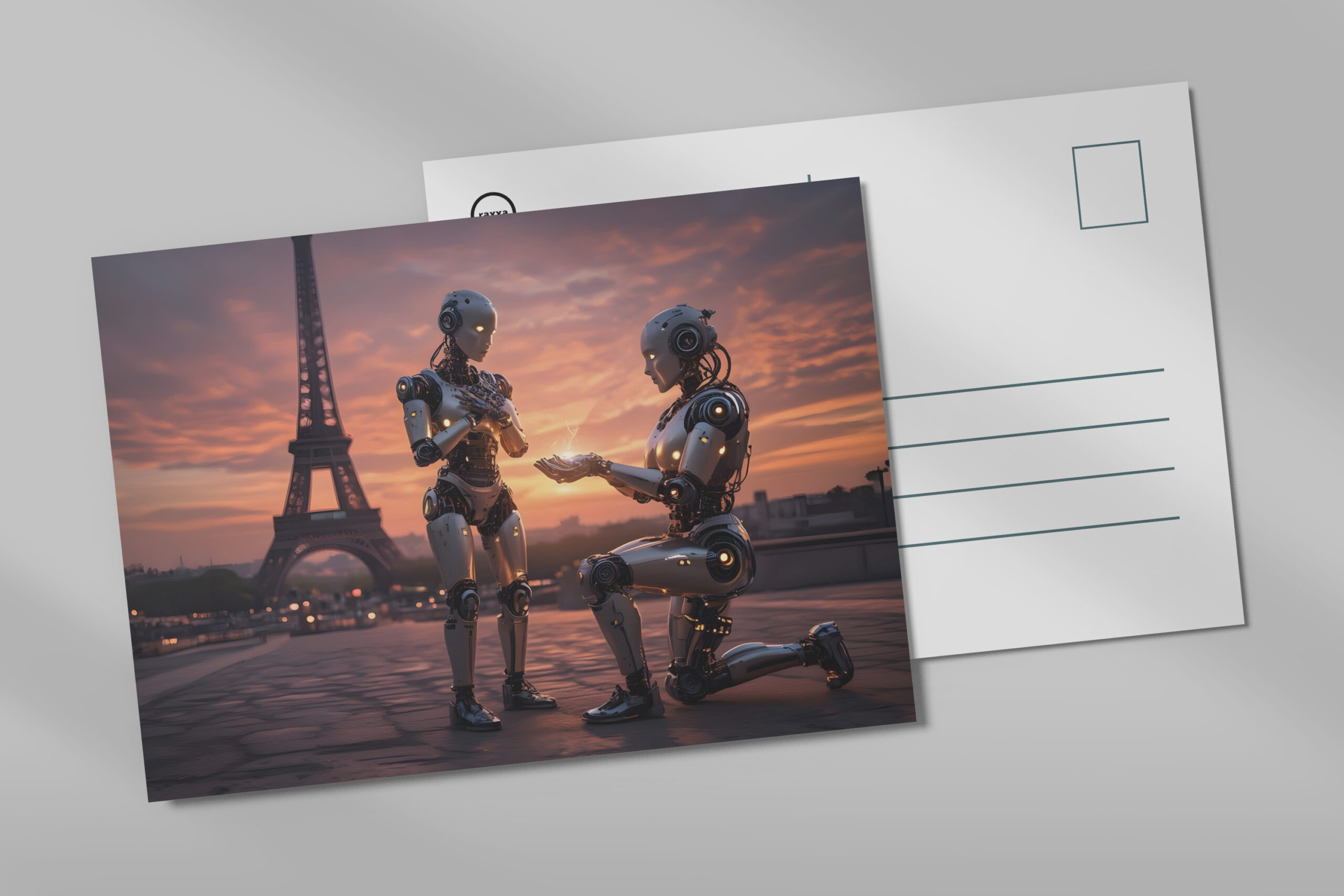 raxxa Postkarte: KI-Romantik in Paris