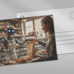 raxxa Postkarte: Roboter in der Bäckerei