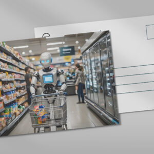 raxxa Postkarte: KI im Supermarkt