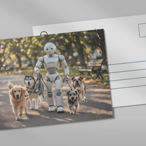 raxxa Postkarte: Roboter als Hundesitter