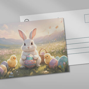 raxxa Postkarte: Hase mit Küken im Frühlingslicht