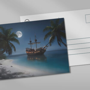 raxxa Postkarte: Segelschiff vor tropischer Küste