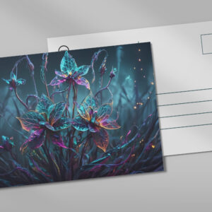 raxxa Postkarte: Leuchtende Fantasieblüten
