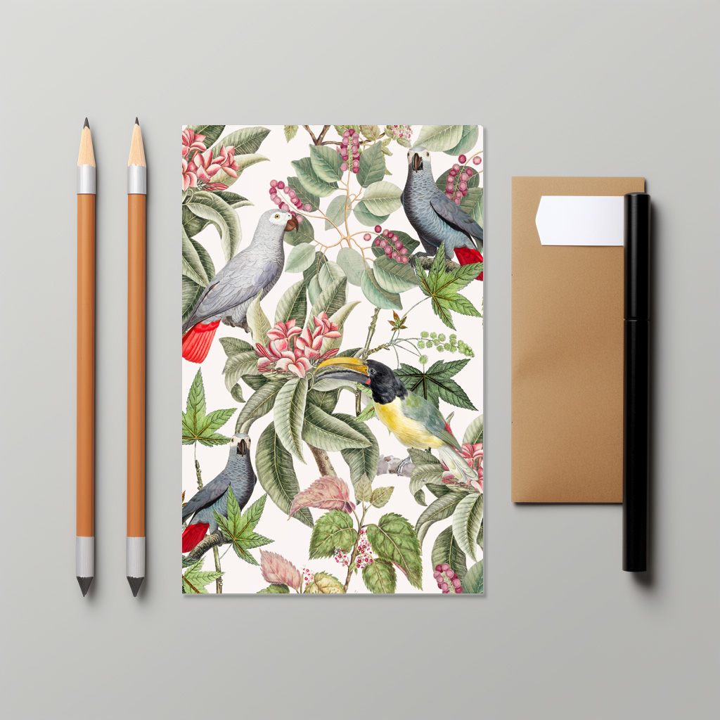 raxxa Postkarte: Exotischer Vintage Vogel Park