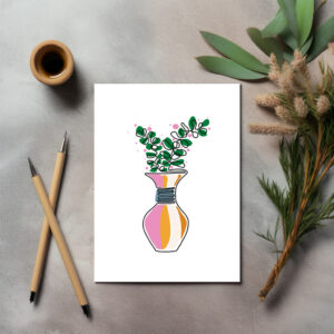 raxxa Postkarte: Vase mit buntem Blumen Design