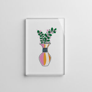 raxxa Glas-Magnet: Vase mit buntem Blumen Design