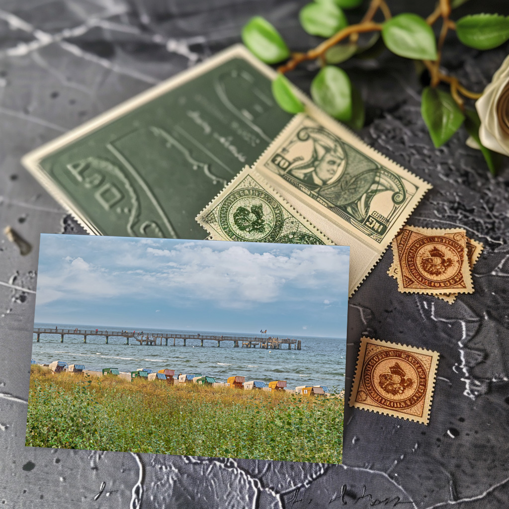 raxxa Postkarte: Strand Boltenhagen mit Seebrücke 2