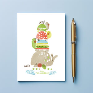 raxxa Postkarte: Duna, Noa, Leo Numa y Max juegan a ser equilibristas