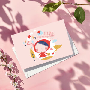 raxxa Postkarte: Caperucita Roja sobre rosa