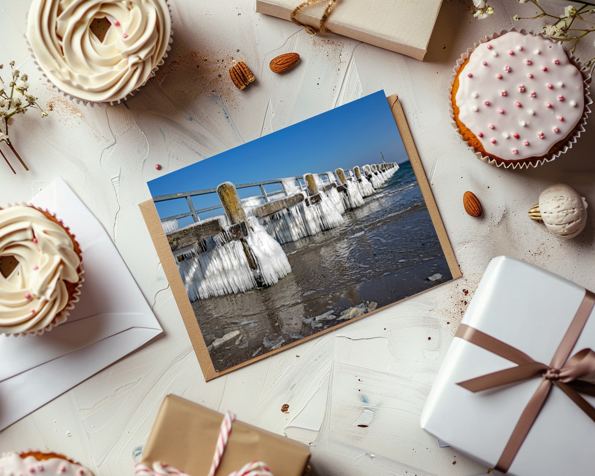 raxxa Postkarte: Frostiger Tag an der Ostsee
