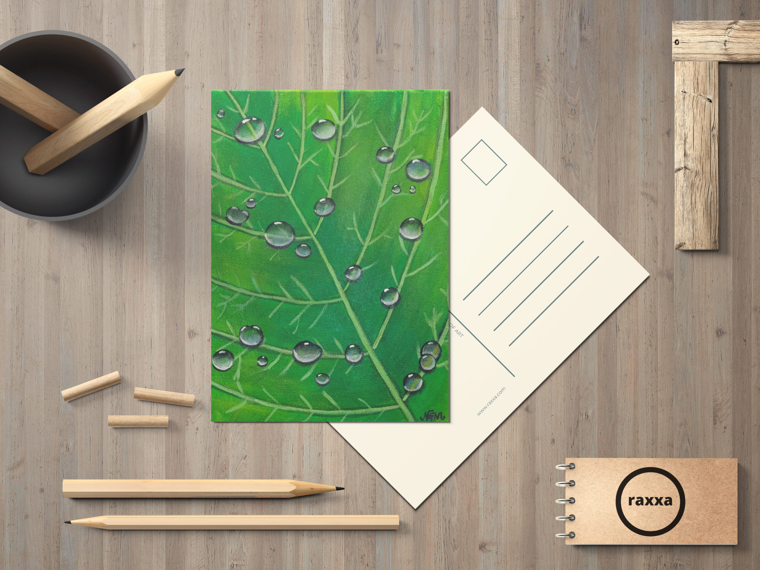 raxxa Postkarte: Waterdrops on a leaf