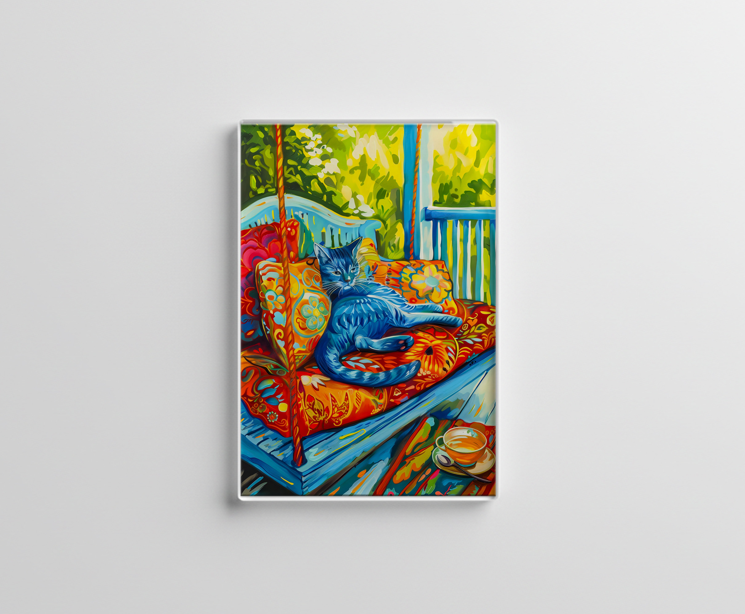 raxxa Glas-Magnet: Cat is Grooming on Swing