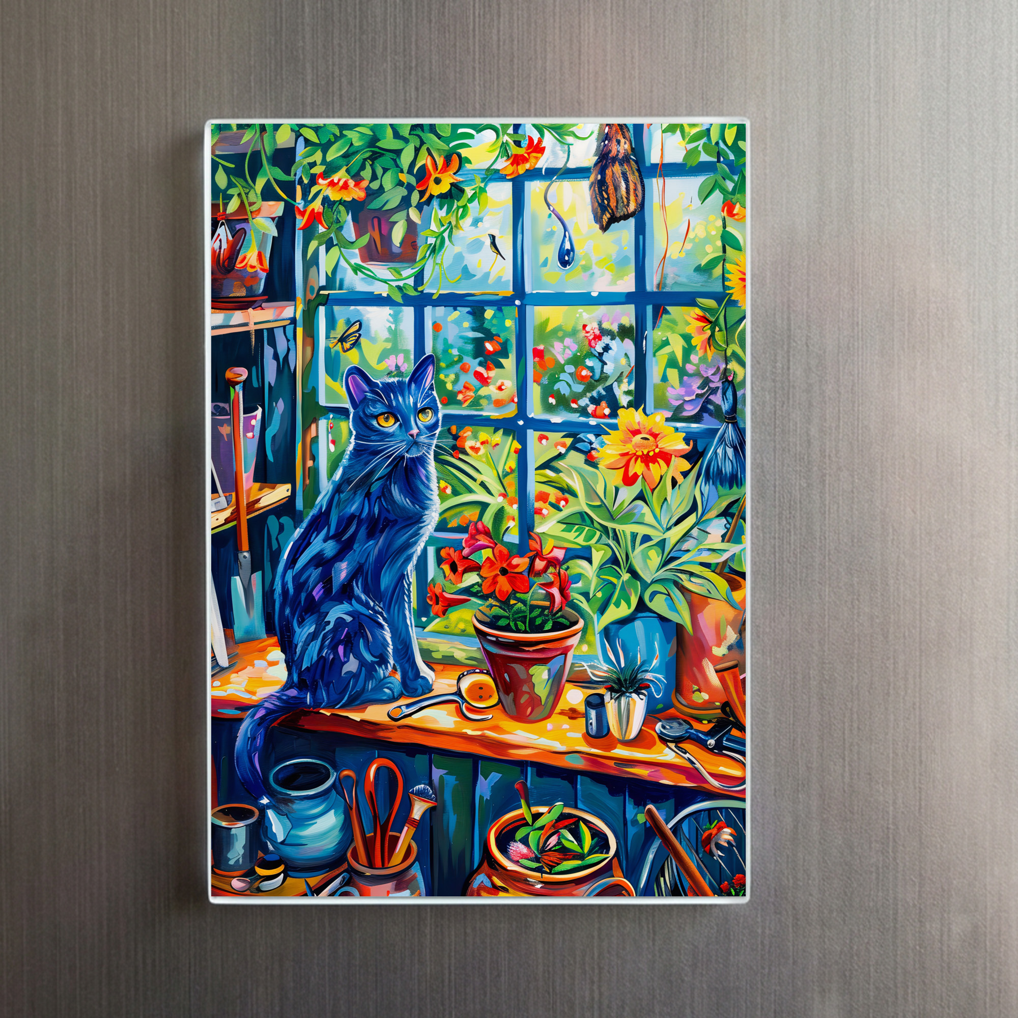 raxxa Glas-Magnet: Cat sitting on Garden House Windowsill - immagine 2