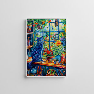 raxxa Glas-Magnet: Cat sitting on Garden House Windowsill