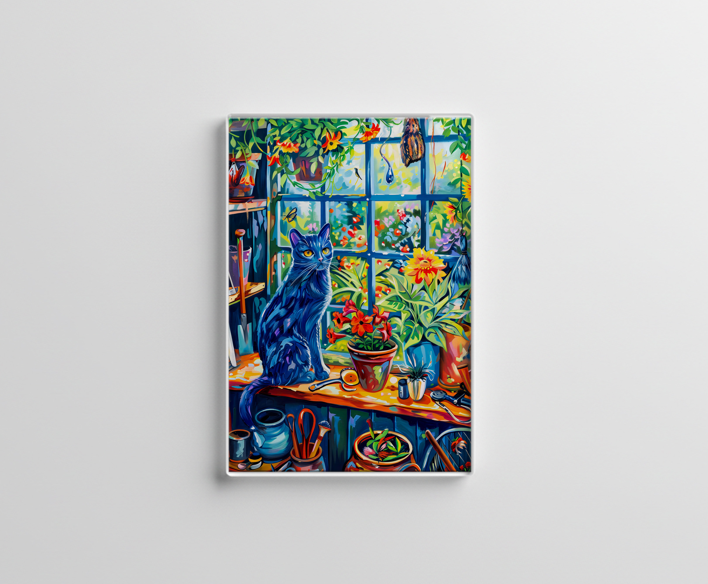 raxxa Glas-Magnet: Cat sitting on Garden House Windowsill